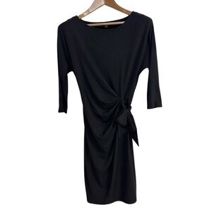 Ann Taylor Faux Tie Front Dress Black Size Small Petite Pull Over Dress
